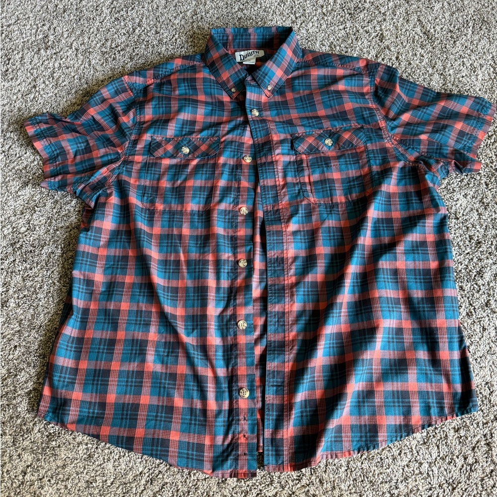 Duluth Trading Co | Short Sleeve Button Down Plaid Shirt